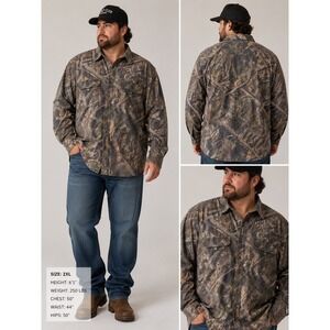 Mossy Oak Camo Button Down Shirt Mens 2XL Break Up Hunting Flannel Workwear